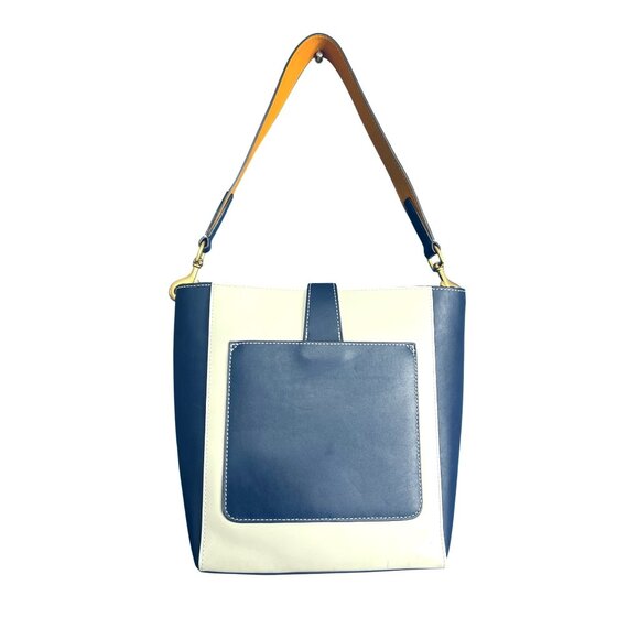 Dooney & Bourke Blue & White Leather Bucket Shoulder Bag - Picture 13 of 13